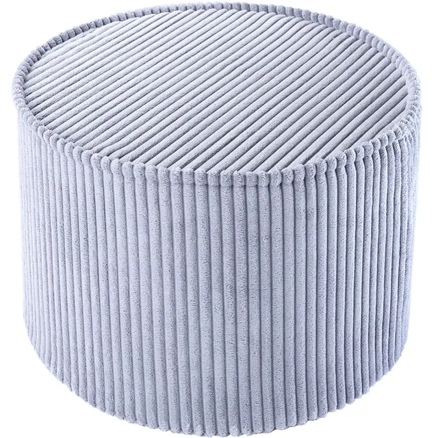 Wigiwama Corduroy Pouffe / Poef - Ø40x25cm - Blueberry Blue blauw