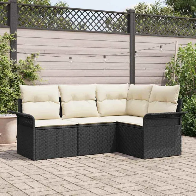 vidaXL Tuin Sofa Set 4 st Zwart poly rattan, foto 2