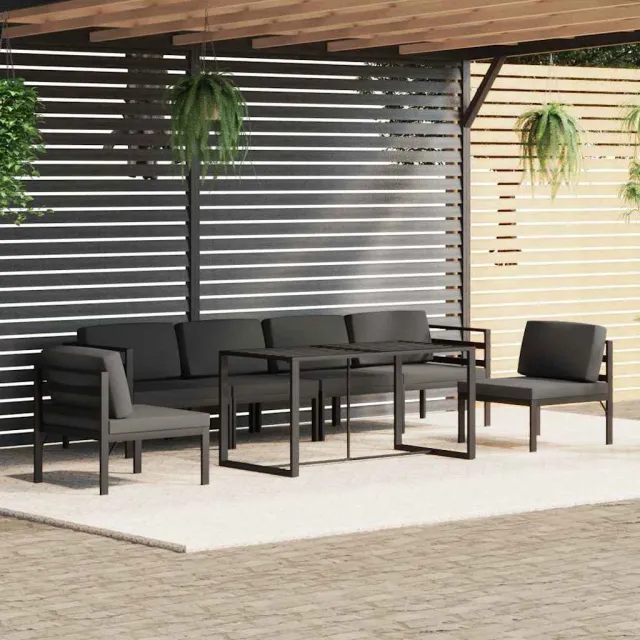 vidaXL 7-delige Loungeset met kussens aluminium antracietkleurig Anthraciet