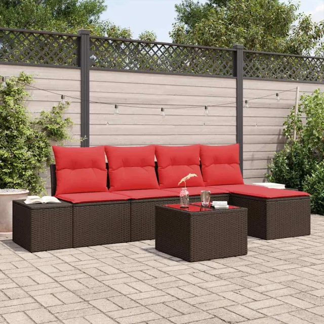 vidaXL Tuin Sofa Set 6 st Bruin poly rattan, foto 2