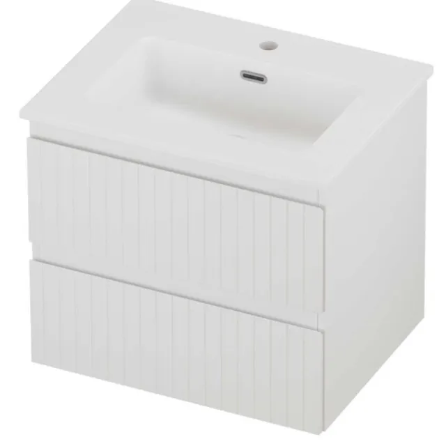 Proline Tribute Badmeubelset Porselein Elegant 1 Kraangat Gefreesd 60x46x54 cm Mat White Mat Wit