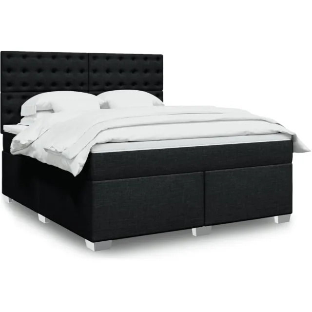 vidaXL Boxspring met matras stof zwart 180x200 cm