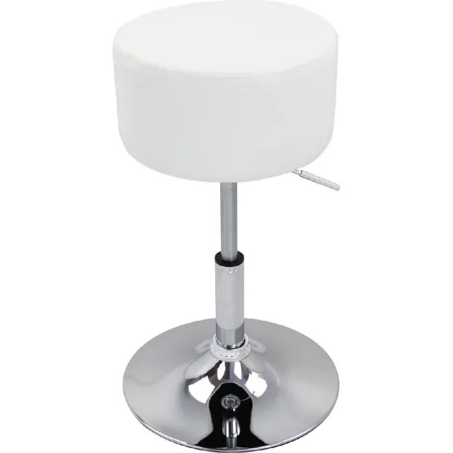 Happyment Ronde Barkruk Zizi - Met rugleuning - Ergonomische barstoel - Wit - Set van 1 - Keuken en bar - In hoogte verstelbaar - Zithoogte 52-67cm