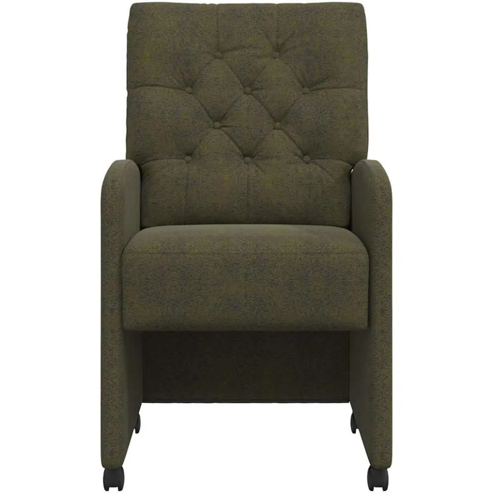 vidaXL Eetkamerstoelen met Wieltjes 2 st Nep Suede Leer Leger groen, foto 4