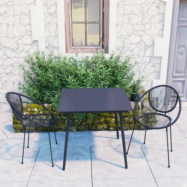 vidaXL 3-delige Tuinset PVC-rattan zwart, foto 2