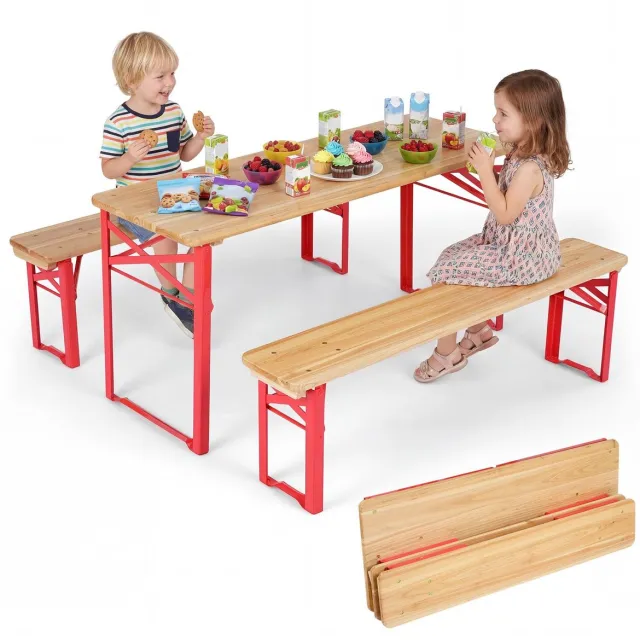 GranMaison Picknicktafel - Kinderen - Tuintafel - Multifunctionele Picknick tafel - Speeltafel - Geschikt voor Buiten - Rood