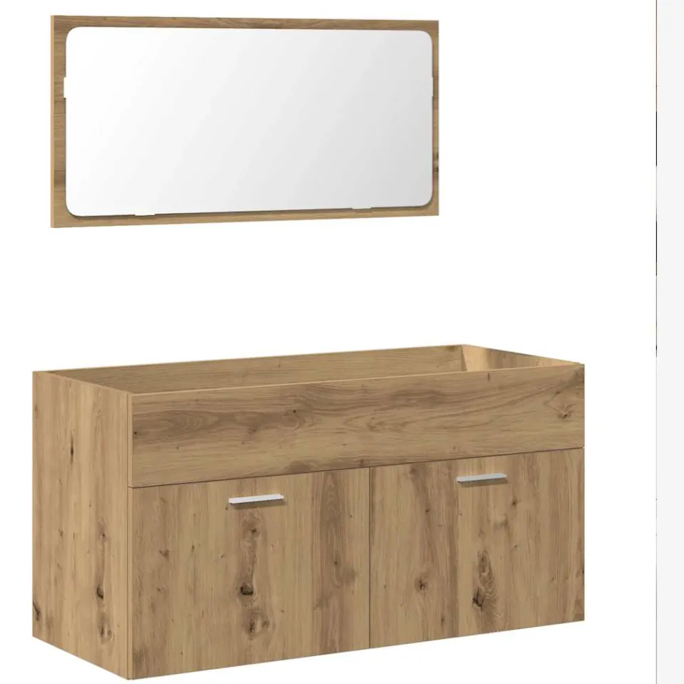 vidaXL Badkamerkast met spiegel bewerkt hout artisanaal eikenkleurig, foto 3