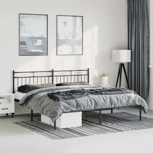 vidaXL Bedframe met hoofdbord metaal zwart 183x213 cm