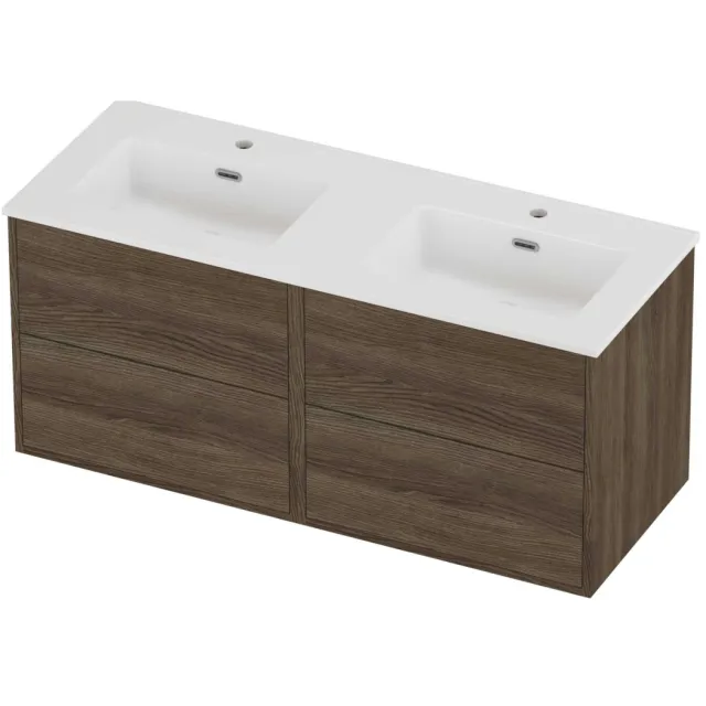 Proline Tribute Badmeubelset Porselein Elegant Symmetrisch 120x46x54 cm Glans Wit Vital Oak Eiken