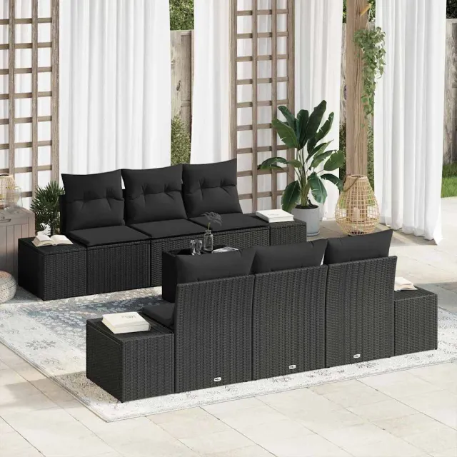 vidaXL Tuin Sofa Set 8 st Zwart poly rattan, foto 2