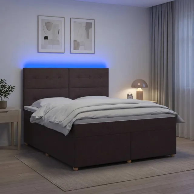 vidaXL Boxspringbed met matras Donkerbruin 140 x 190 cm Stof