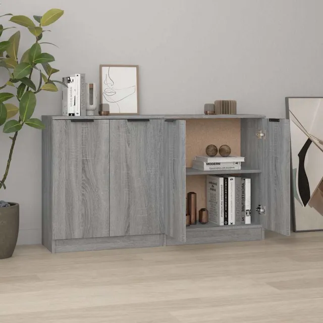 vidaXL Dressoirs 2 st 60x30x70 cm bewerkt hout grijs sonoma eiken, foto 2