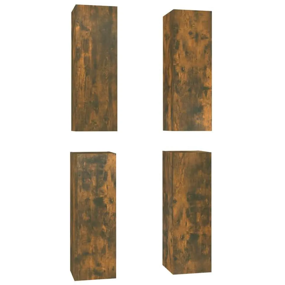 vidaXL Tv-meubelen 4 st 30,5x30x90 cm bewerkt hout gerookt eikenkleur Bruin