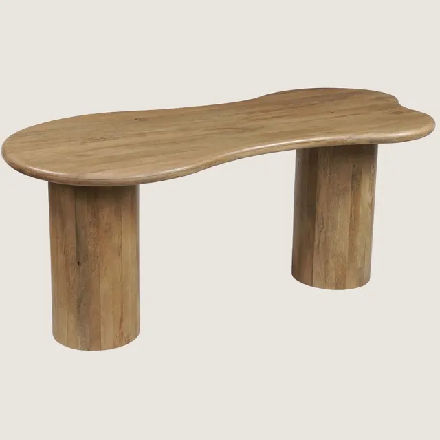 Niva Home Organische Eettafel 240 cm Mangohout – Houten Kolom Onderstel – Modern Design – 7-8 Personen Naturel