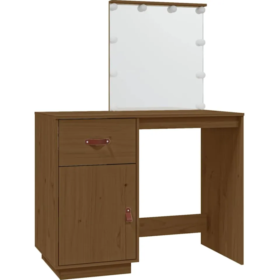 vidaXL Kaptafel met LED 95x50x133,5 cm massief grenenhout honingbruin