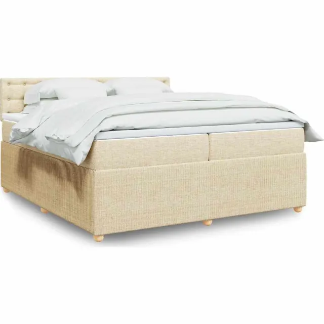 vidaXL Boxspring met matras stof crèmekleurig 200x200 cm