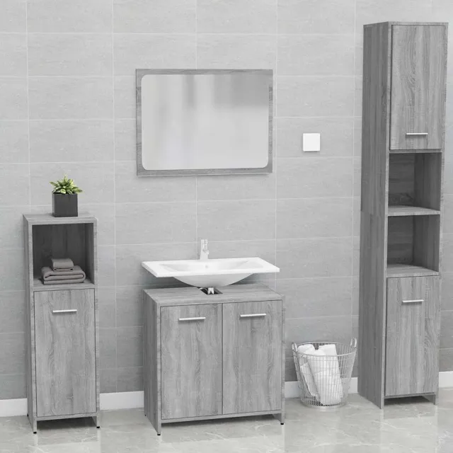 vidaXL Badkamermeubelset bewerkt hout grijs sonoma eikenkleurig, foto 2
