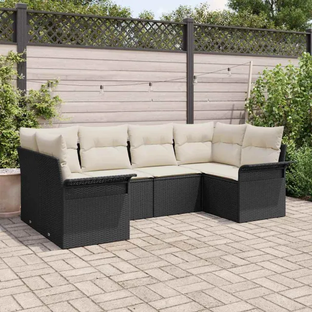 vidaXL Tuinbankenset 6 st Zwart poly rattan