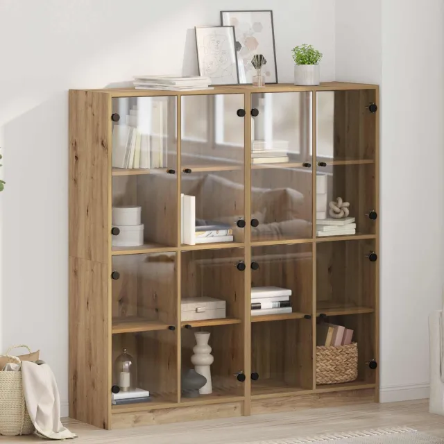vidaXL Highboard 2 st Artisan Eiken 68 x 37 x 142 cm Bewerkt hout Bruin