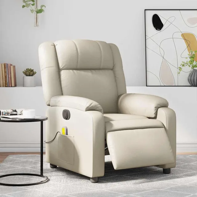 vidaXL Massagestoel verstelbaar elektrisch kunstleer crèmekleurig