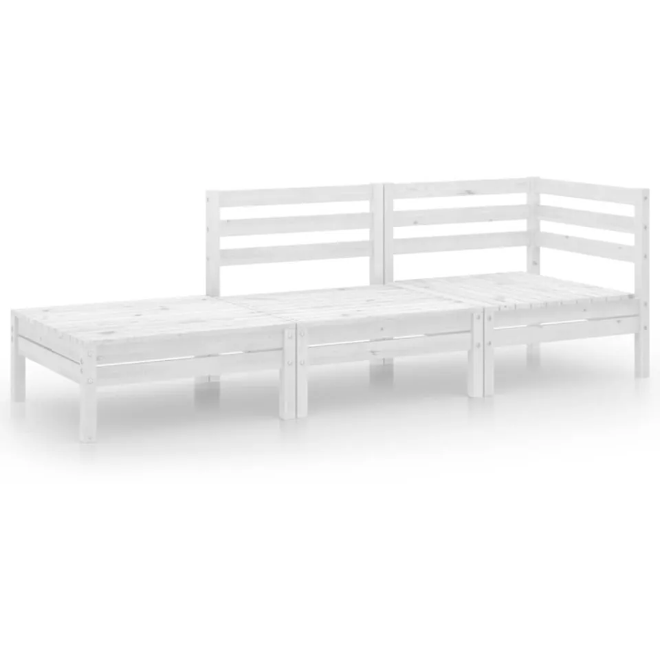 vidaXL 3-delige Loungeset massief grenenhout wit, foto 3
