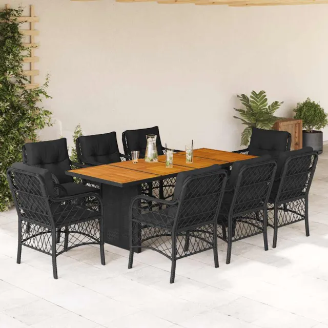 vidaXL 9-delige Tuinset poly rattan zwart, foto 2