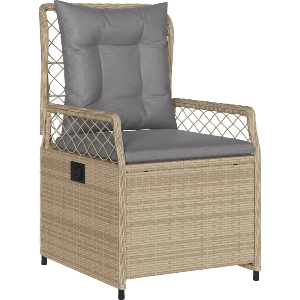 vidaXL 7-delige Tuinset met kussens poly rattan beige