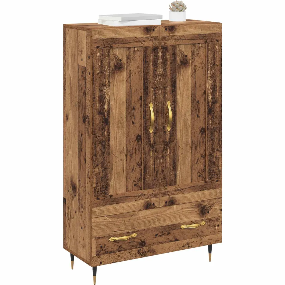 vidaXL Highboard Oud Hout 69,5 x 31 x 115 cm Bewerkt hout Bruin