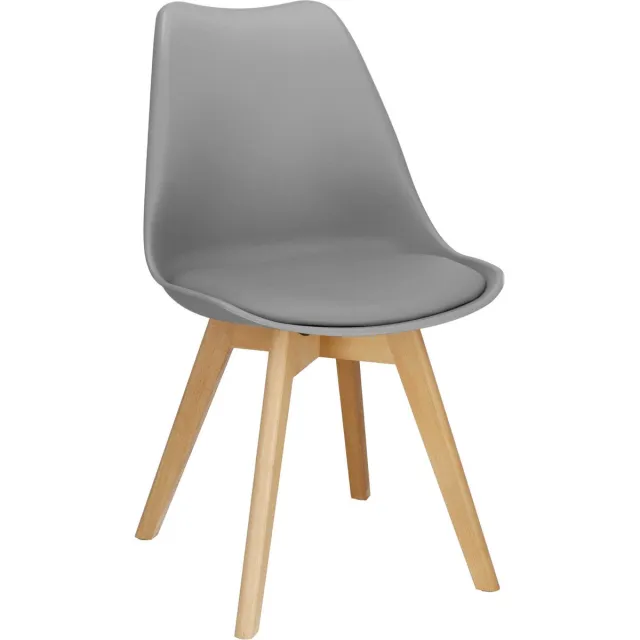 springos Eetkamerstoel - Gestoffeerd - Grijs - 82 x 44,5 x 41 CM