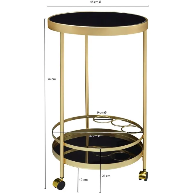 Sky Style Gold Serveerwagen Rond Zwart / Goud