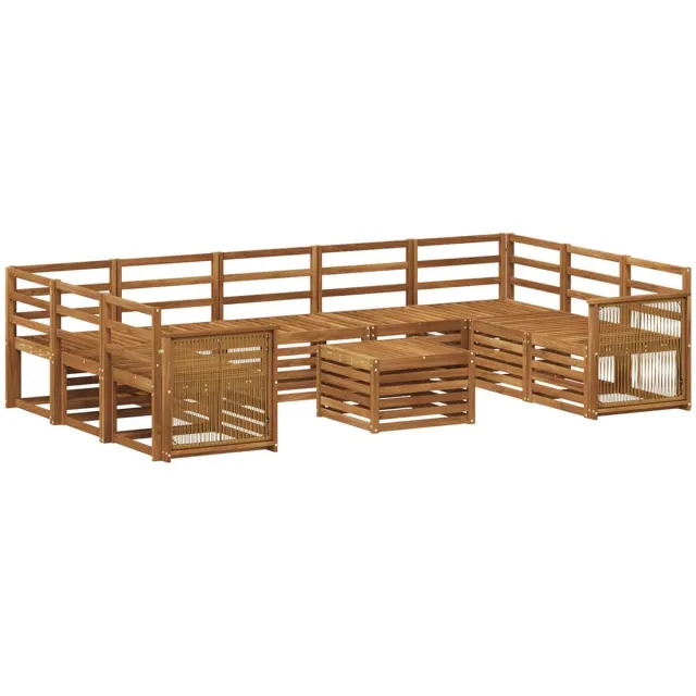 vidaXL Buiten - bank - set - 10 - st - 9-zits - Naturel - Massief - Acacia - Hout