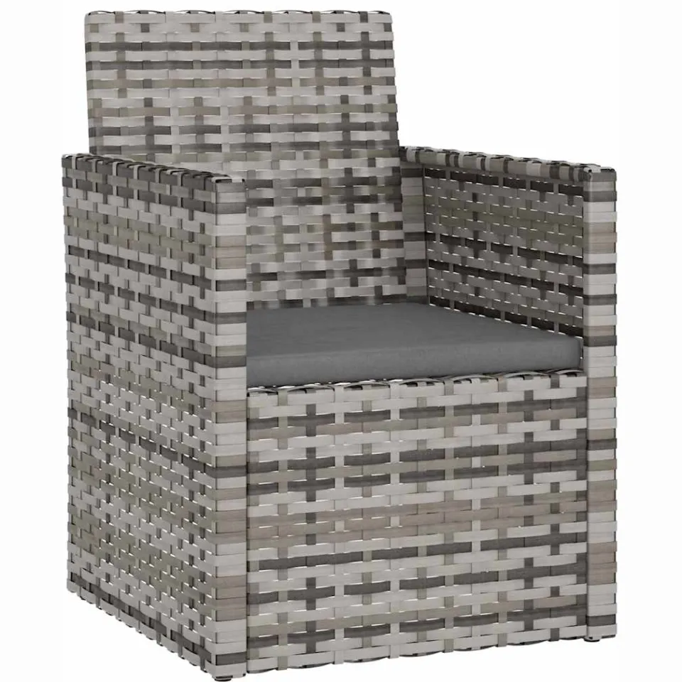 vidaXL 4-delige Loungeset met kussens poly rattan grijs