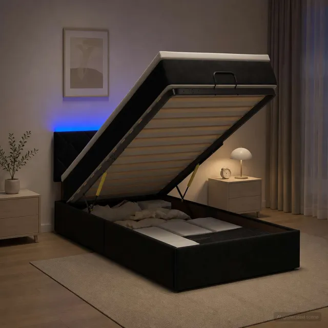 vidaXL Ottoman Bed met Matrassen en LED Zwart 100 x 200 cm fluweel