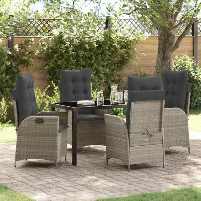 vidaXL Tuin eettafelset 5 st Lichtgrijs poly rattan