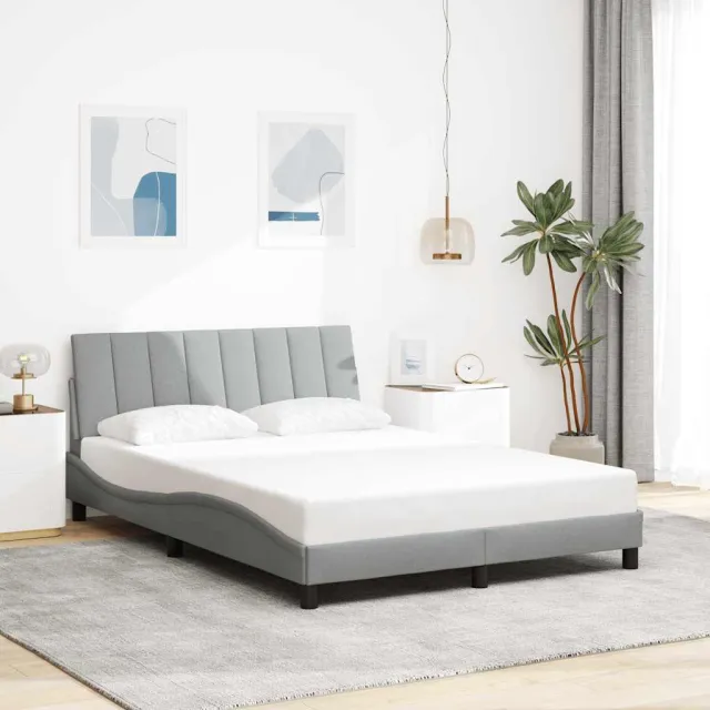 vidaXL Bedframe zonder matras "Hanko" 120x200 cm stof lichtgrijs grijs