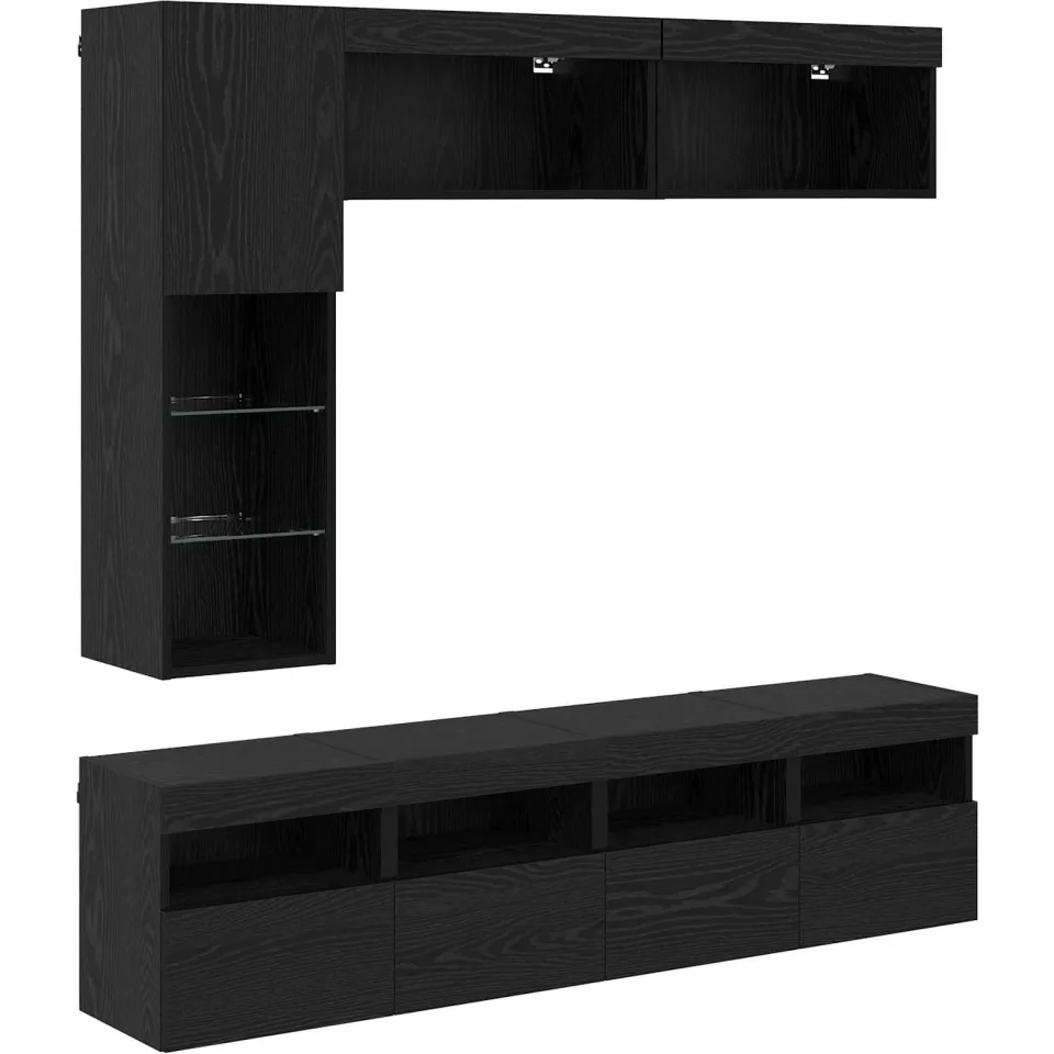 vidaXL TV-kast 7 st 30,5 x 30 x 102 cm Zwart Eiken, foto 3