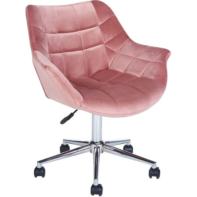 Beliani LABELLE - Bureaustoel - Roze - Fluweel