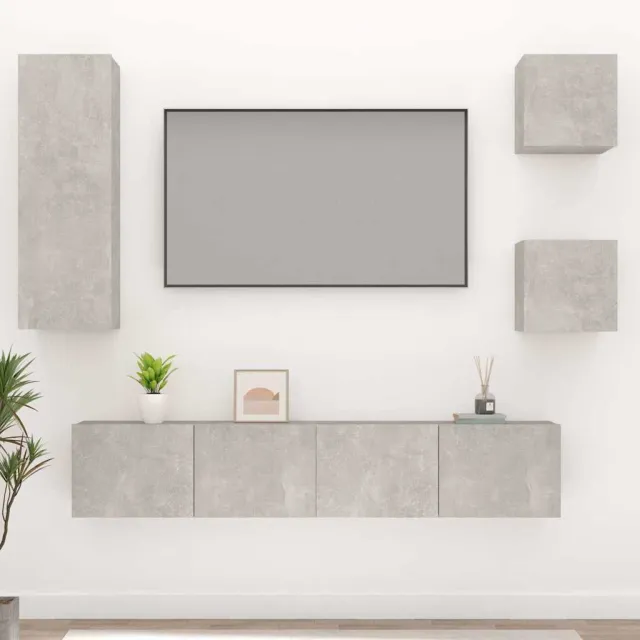 vidaXL 5-delige Tv-meubelset bewerkt hout betongrijs grijs, foto 2