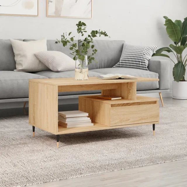 vidaXL Salontafel 90x49x45 cm bewerkt hout sonoma eikenkleurig, foto 2