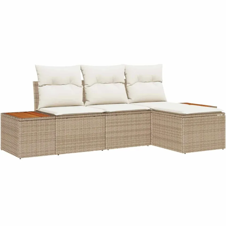 vidaXL Tuin Sofa Set 4 st Beige poly rattan