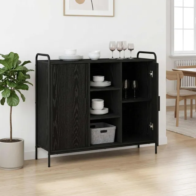 vidaXL Dressoir Zwart eiken 97 x 33 x 81 cm Bewerkt hout, foto 2