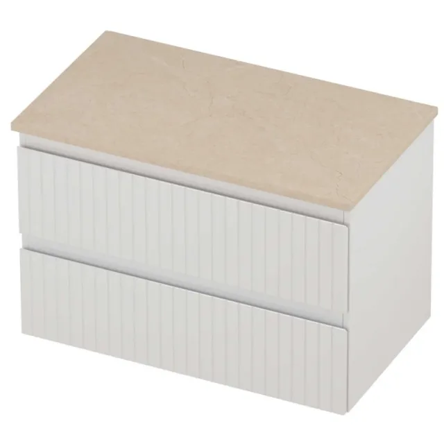 Proline Deck Badmeubelset Hardsteen Symmetrisch Gefreesd 80x46x55 cm Sand Stone Glans Wit
