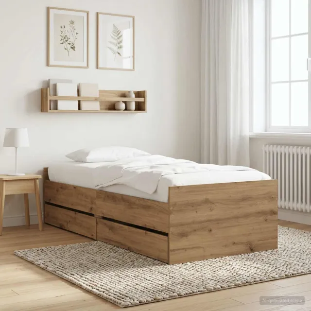 vidaXL Bedframe Artisanaal eiken Bewerkt hout Bruin