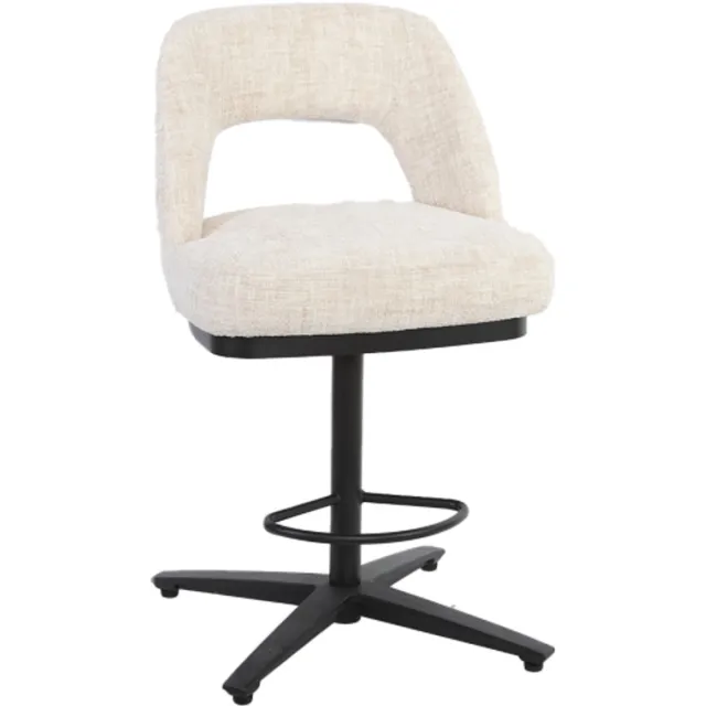 Tower Living Caldes Barstoel - fabric Ted 24 off-white (draaibaar) Wit