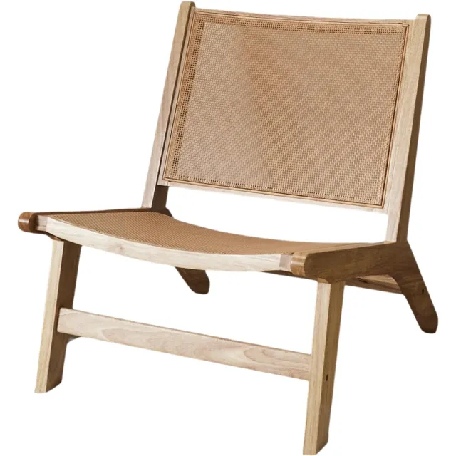 MISOU Bali Stoel - Fauteuil - zonder Armleuning - Relaxzetel - Rotan - Hout - Lounge - Stoel - Relaxfauteuil - met Rugleuning Bruin