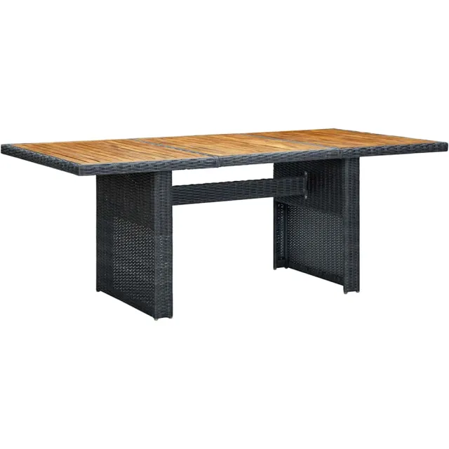 vidaXL Tuintafel poly rattan en massief acaciahout donkergrijs