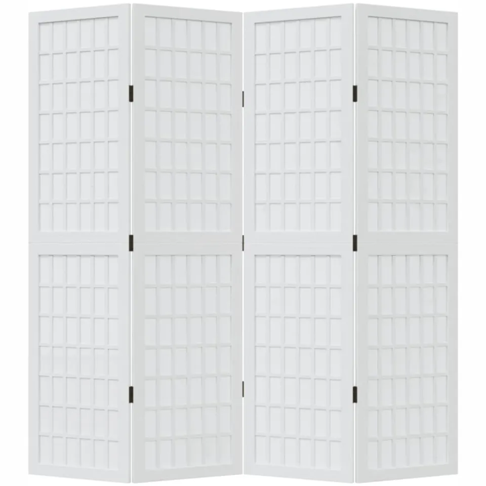 vidaXL Kamerscherm met 4 panelen massief paulowniahout wit, foto 4