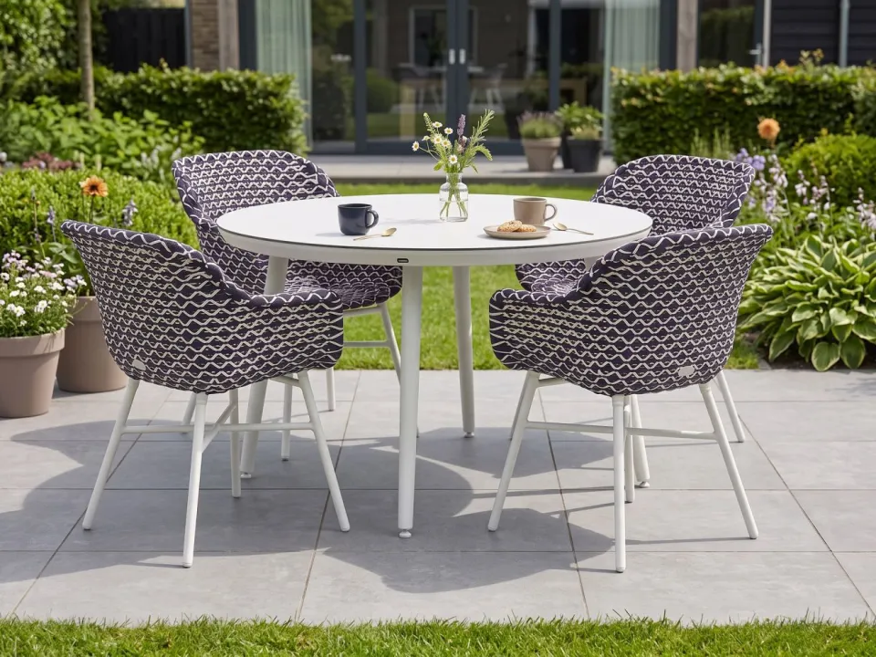 Hartman tuinmeubelen Hartman Delphine/Sophie Studio ø128cm dining tuinset 5-delig wit, foto 4
