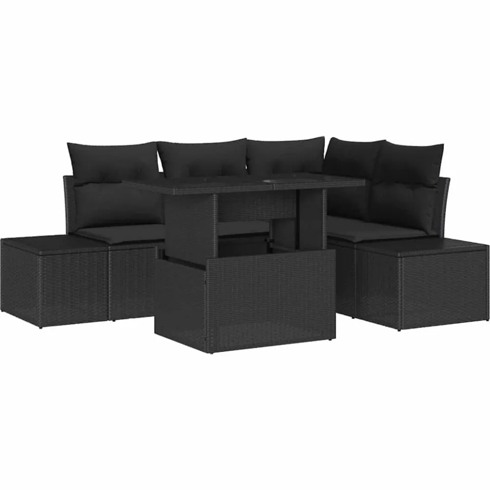 vidaXL Tuin Sofa Set 5 st Zwart poly rattan