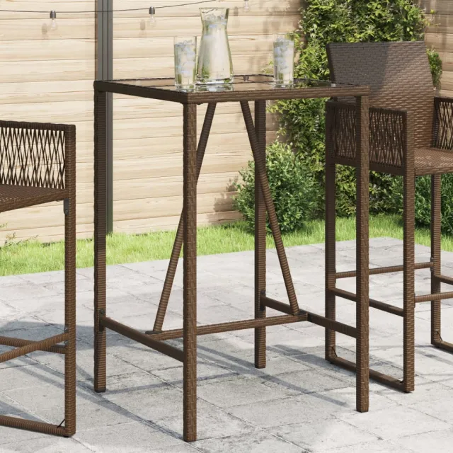 vidaXL Tuinbartafel 70x70x110 cm poly rattan bruin